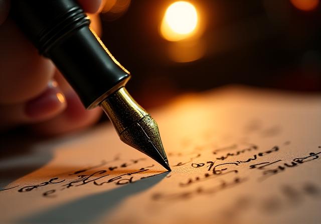 Un attore e una penna stilografica che creano un movimento armonico