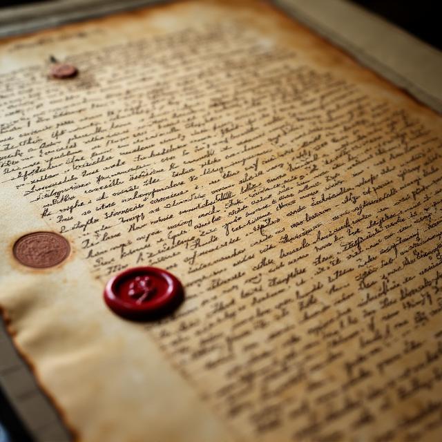 Riproduzione di un antico manoscritto papale in corsivo cancelleresco